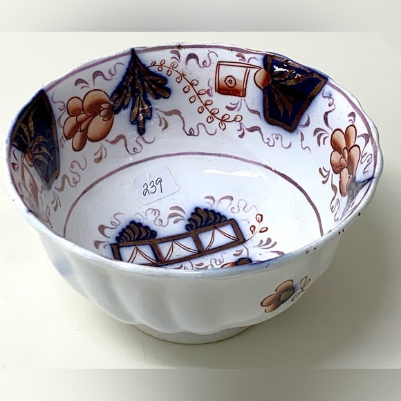 19th Century Vintage Gaudy Welsh Scalloped Buckle Pattern Footed Lusterware Bowl - Picture 2 of 16